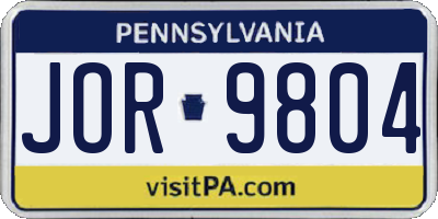 PA license plate JOR9804