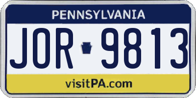 PA license plate JOR9813