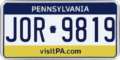 PA license plate JOR9819