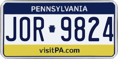 PA license plate JOR9824