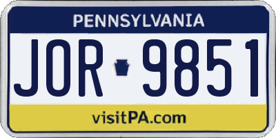 PA license plate JOR9851