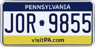 PA license plate JOR9855