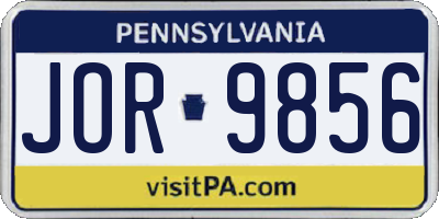 PA license plate JOR9856