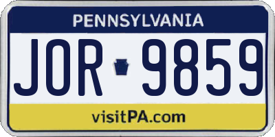 PA license plate JOR9859