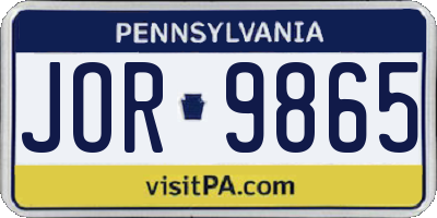 PA license plate JOR9865
