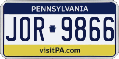 PA license plate JOR9866