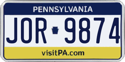 PA license plate JOR9874