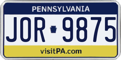 PA license plate JOR9875