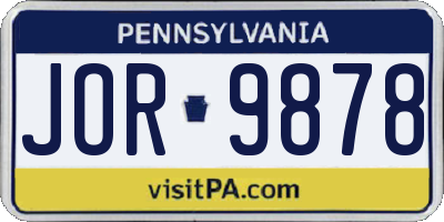 PA license plate JOR9878