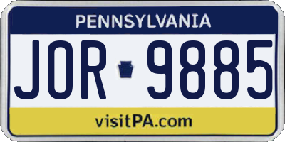 PA license plate JOR9885