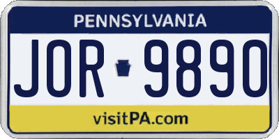 PA license plate JOR9890
