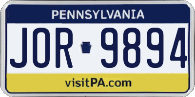 PA license plate JOR9894