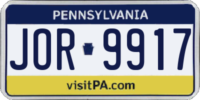 PA license plate JOR9917