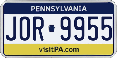 PA license plate JOR9955