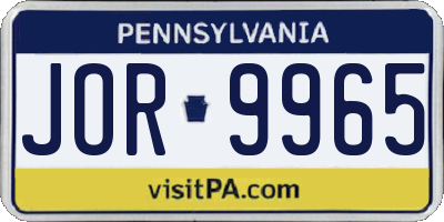 PA license plate JOR9965