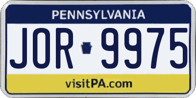 PA license plate JOR9975