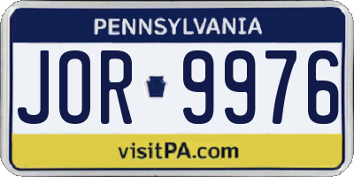 PA license plate JOR9976