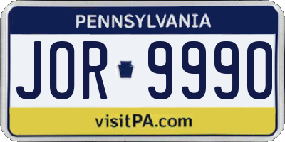 PA license plate JOR9990