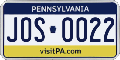 PA license plate JOS0022