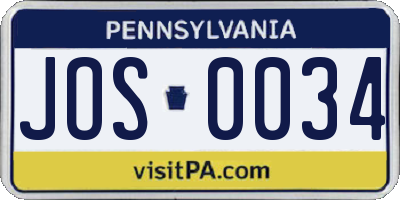 PA license plate JOS0034