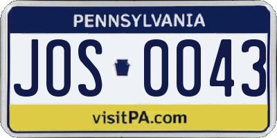 PA license plate JOS0043