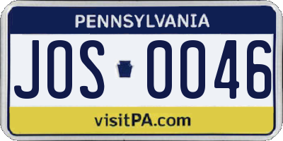 PA license plate JOS0046