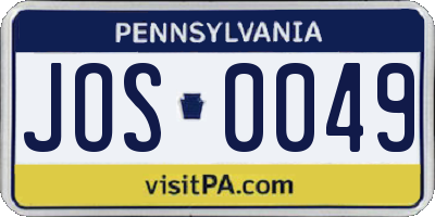 PA license plate JOS0049
