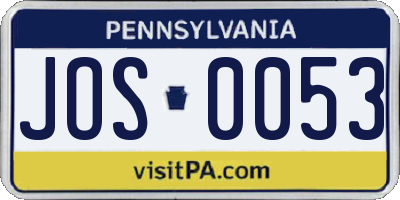 PA license plate JOS0053