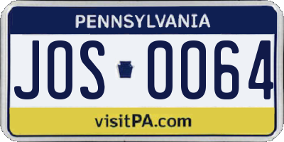 PA license plate JOS0064
