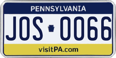 PA license plate JOS0066