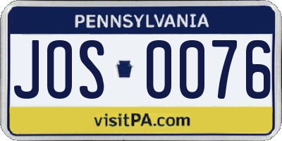 PA license plate JOS0076