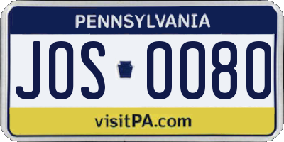 PA license plate JOS0080