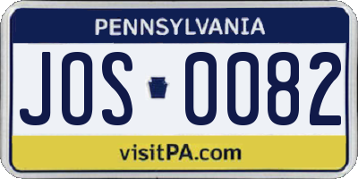 PA license plate JOS0082