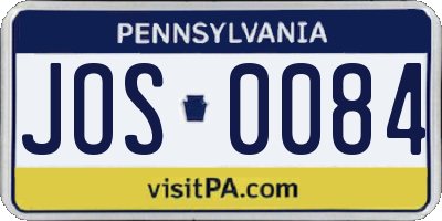 PA license plate JOS0084