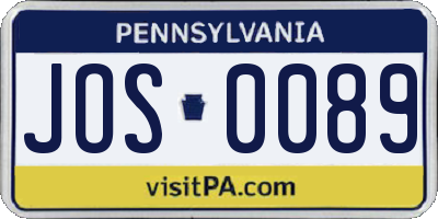 PA license plate JOS0089