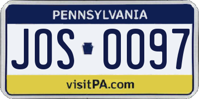 PA license plate JOS0097