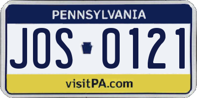PA license plate JOS0121