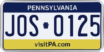 PA license plate JOS0125