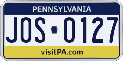 PA license plate JOS0127