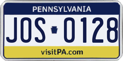 PA license plate JOS0128