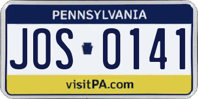 PA license plate JOS0141