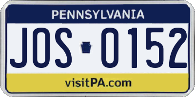 PA license plate JOS0152