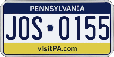 PA license plate JOS0155