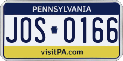 PA license plate JOS0166