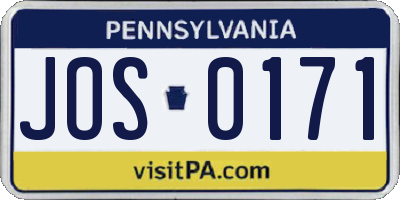 PA license plate JOS0171