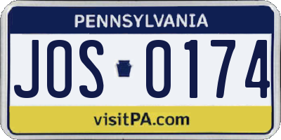 PA license plate JOS0174