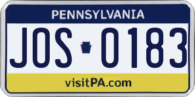 PA license plate JOS0183