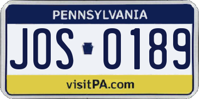 PA license plate JOS0189