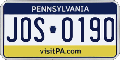 PA license plate JOS0190