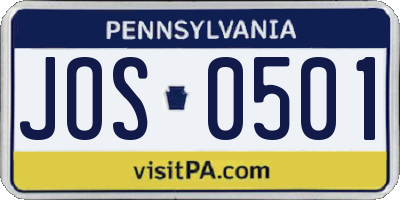 PA license plate JOS0501